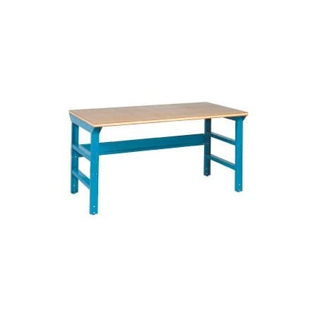 Global Equipment 72 x 36 Shop Top Safety Edge Workbench - Double Reinforced Adj Legs - Blue 225232BL